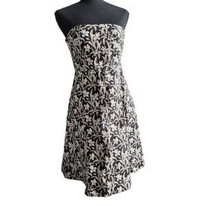 Gap Womens Cocktail Strapless Mini Dress 6 Black Cream Preppy Y2K Festival Beach